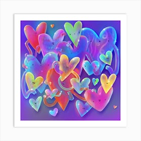 Kawaii rainbow glass Hearts Art Print