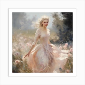 Girl In A Pink Dress Art Print