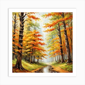 Forest In Autumn In Minimalist Style Square Composition 140 Art Print