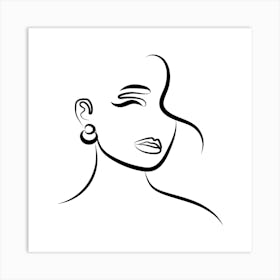 Abstract Face Of A Woman With Earring Art Print