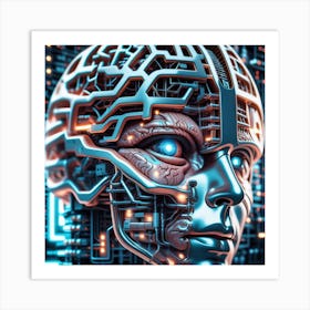 Futuristic Human Head Art Print