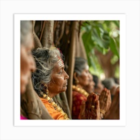 Women Praying In A Temple Art Print