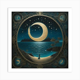 Moon And Stars Art Print