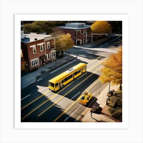 Transit Tracking School Journey Bus Stop Drone Route Dropped Community Day Small Wheel N (7) Art Print