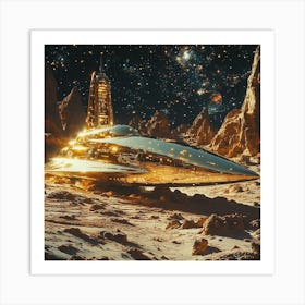 Spaceship On The Moon Art Print