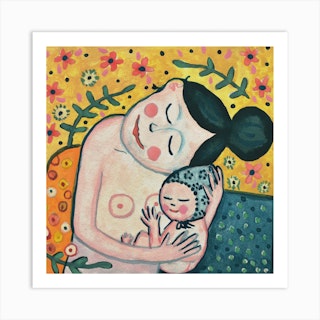 Gustav Klimt'S Motherhood Square Art Print