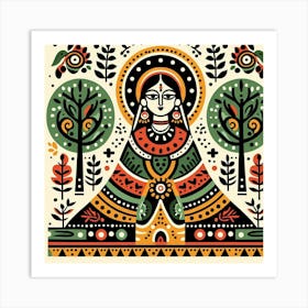 Indian Goddess In The Forest Art Print