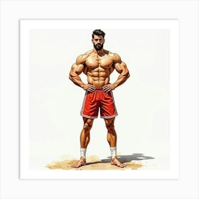 Spanish Man With A Proud Stance, Watercolor With Strong, Bold Strokes 1 Art Print