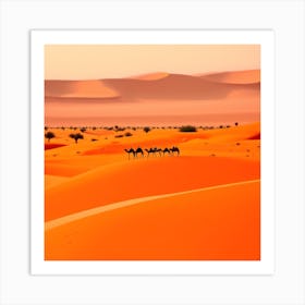 Camels In The Desert 3 Art Print