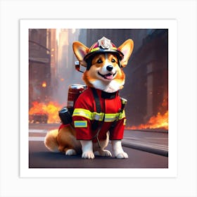 Corgi Firefighter 2 Art Print