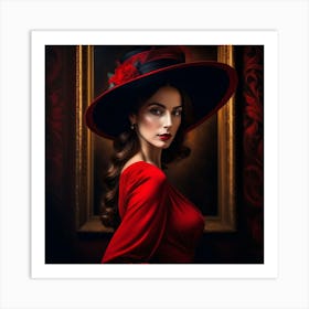 Victorian Woman In Red Hat 8 Art Print