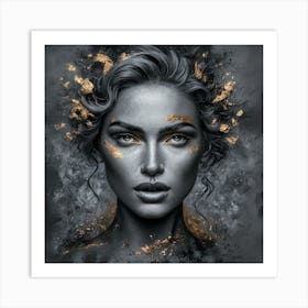 Golden Reverie: Portrait of Grace and Elegance 2 Art Print