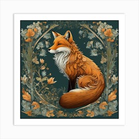 Fwilliam morris inspired orange fox Art Print