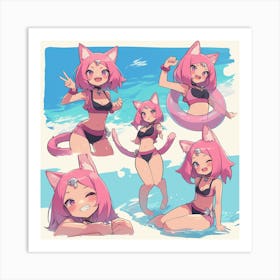 Pink Kitty Art Print