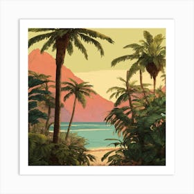 Tropical Landscape With Palm Trees Art Print