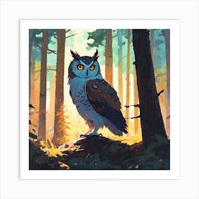 Owl In The Forest 32 Art Print