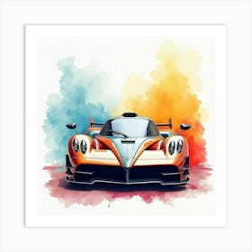 Pagani Huayra Bc In A Colorful Watercolor Setting, No Signature Or Logo 1 Art Print