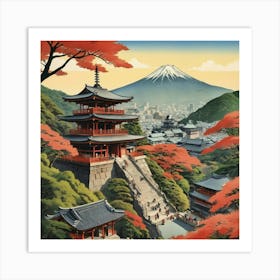 Kiyomizu Dera Temple Japan Vintage Travel Art Art Print Art Print