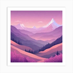 Misty mountains background in purple tone 48 Art Print