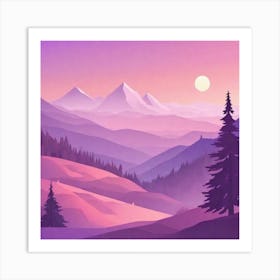 Misty mountains background in purple tone 103 Art Print