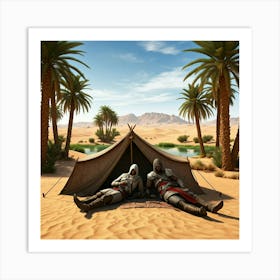 Warriors Rest Near Oasis Art Print