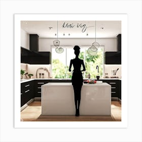 Girl In Kitchen Art Print