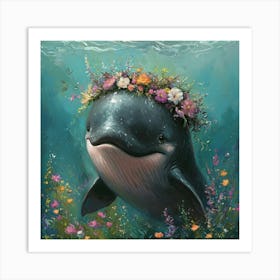 Whale With Flowers On Its Head Poster