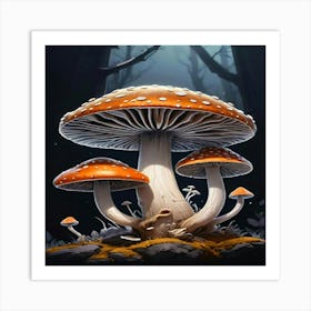 Mushrooms In The Forest 5 Art Print