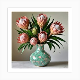 Default Proteas In Enamel Flamingo Vase Art 0 Art Print