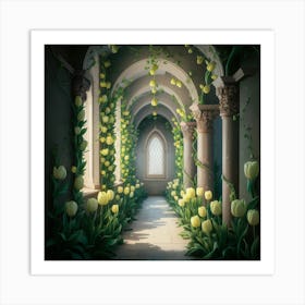 Green Tulips Hallway 3 Art Print