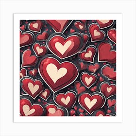 Seamless Pattern Of Hearts 1 Art Print