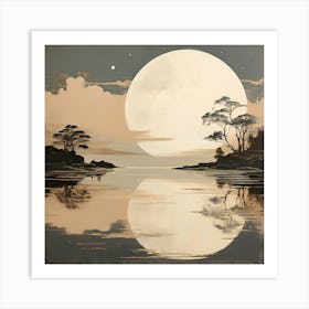 Full Moon Over Water art print 2 Art Print