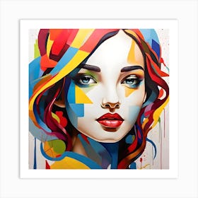 Girl With Colorful Hair 1 Art Print