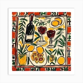 Wine With Friends Matisse Style 6 Art Print