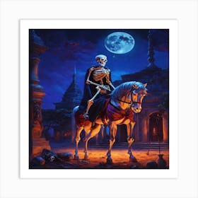 Skeleton On Horseback Art Print