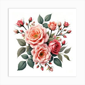 Pink Roses 14 Art Print