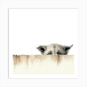 Puppy Peeking Over The Wall Art Print