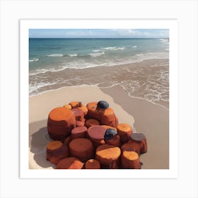 Sand Sculptures On The Beach Art Print