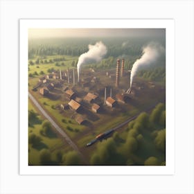 3d Rendering Of A Factory Art Print