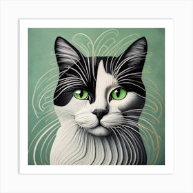 Cat With Green Eyes 2 Art Print