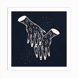 Sparkly Hands Square Art Print