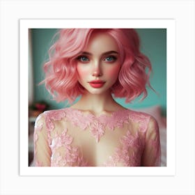 Pink Haired Girl 1 Art Print