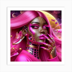 Hot Pink Diva Robot 2 Art Print