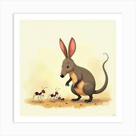 Kangaroo And Ants 1 Art Print