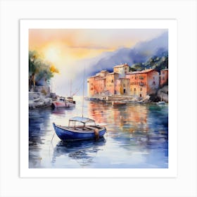 AI Mediterranean Impression: A Painter's Dream Art Print