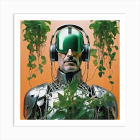 Robot With Headphones 8 Art Print