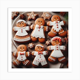 Gingerbread Family cookies Art Print