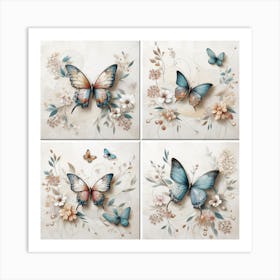 Decorative Art Butterfly Tiles Art Print