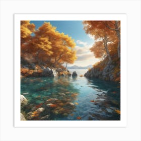 Autumn Trees In A Lake 1 Art Print