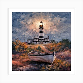 Lighthouse At Dusk Art Print